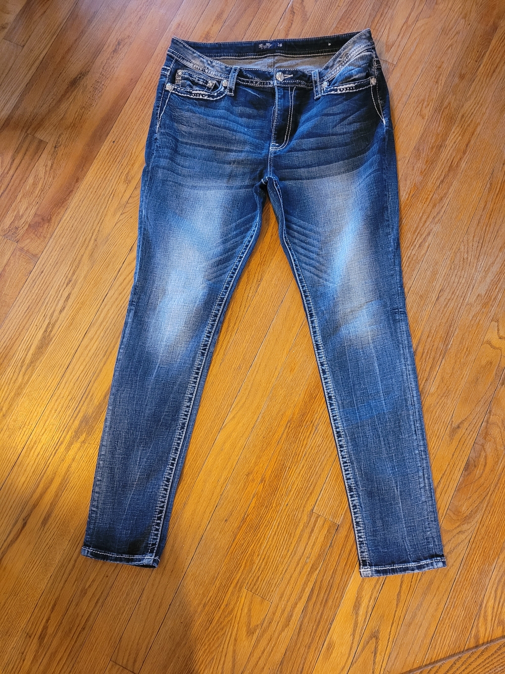 Miss Me Dark Blue Faded Skinny Jeans